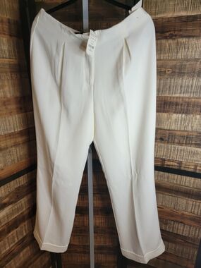 New York & Company Ivory Blouse with Front Pleat